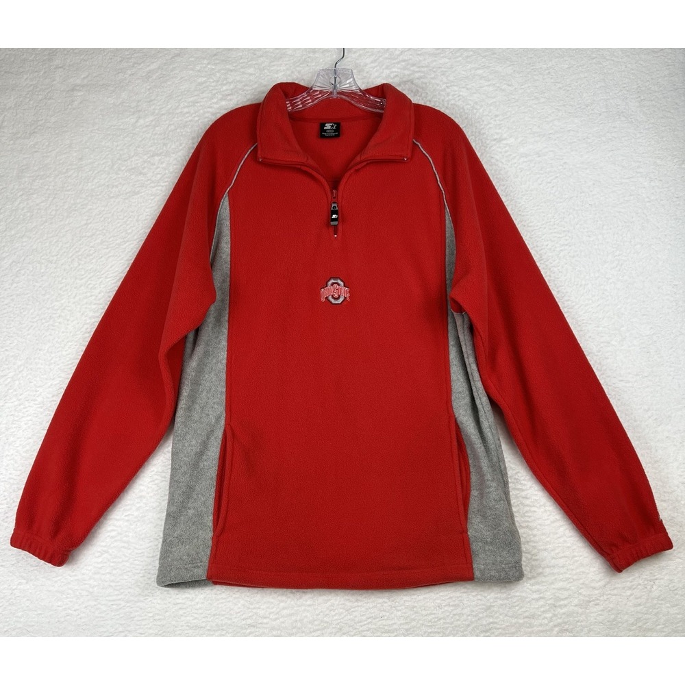 VTG Starter Ohio State Buckeyes OSU 1/4 Zip Fleece Pullover NCAA 90s Red Men's M